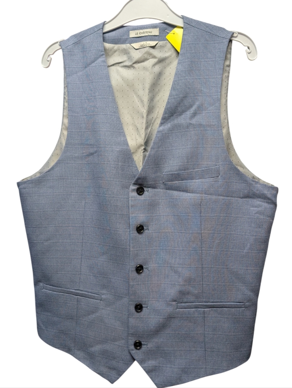 le chateau Light Blue Glen Plaid Men's Vest
